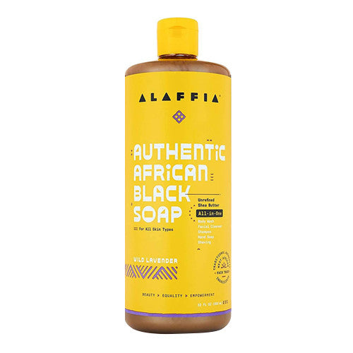 Alaffia Authentic African Black Soap All In One, Wild Lavender, 16 Oz